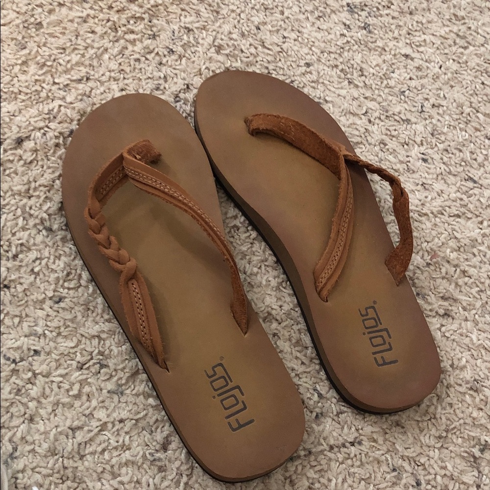 Flojos Tan Braided Strap Flip Flop Sandals